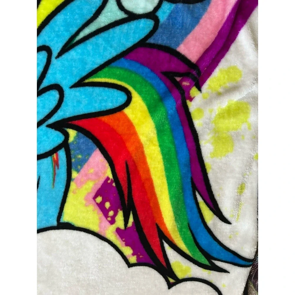 My Little Pony Rainbow Dash Plush Throw Silky Soft 'So Rad' 40x50 Blanket 2017‎